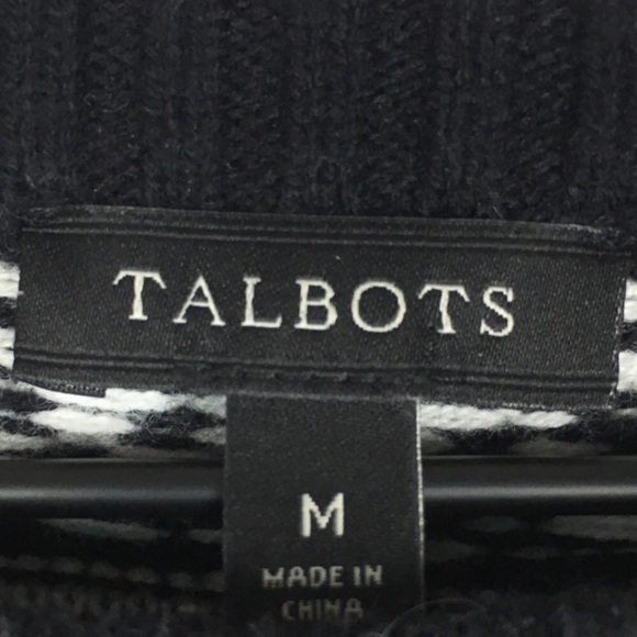 TALBOTS Sweater Lambswool Fair Isle Apres Ski Stripe Crew Neck Cozy Size Medium - Picture 5 of 6